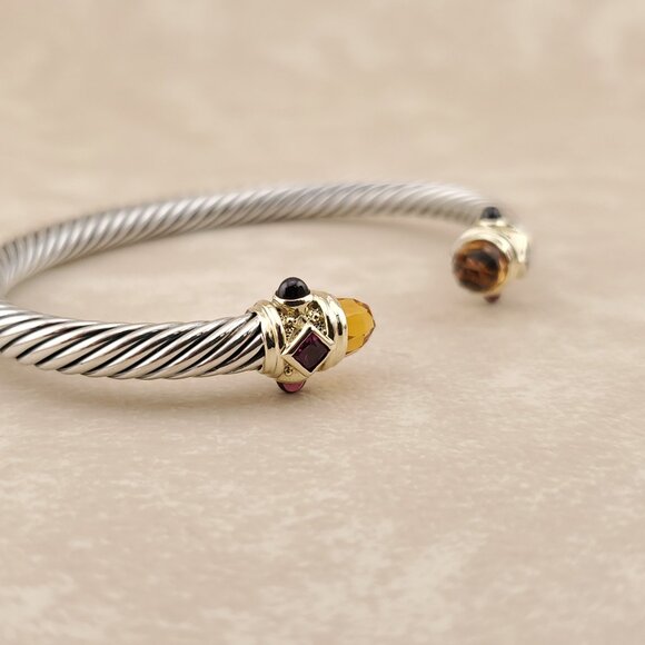 David Yurman Sterling Silver/14K Yellow Gold, Citrine and Garnet, 5mm - Picture 4 of 9